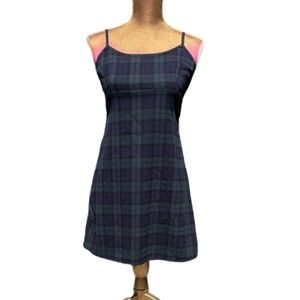 Brandy Melville John Galt 90s Blue Green Plaid Dress